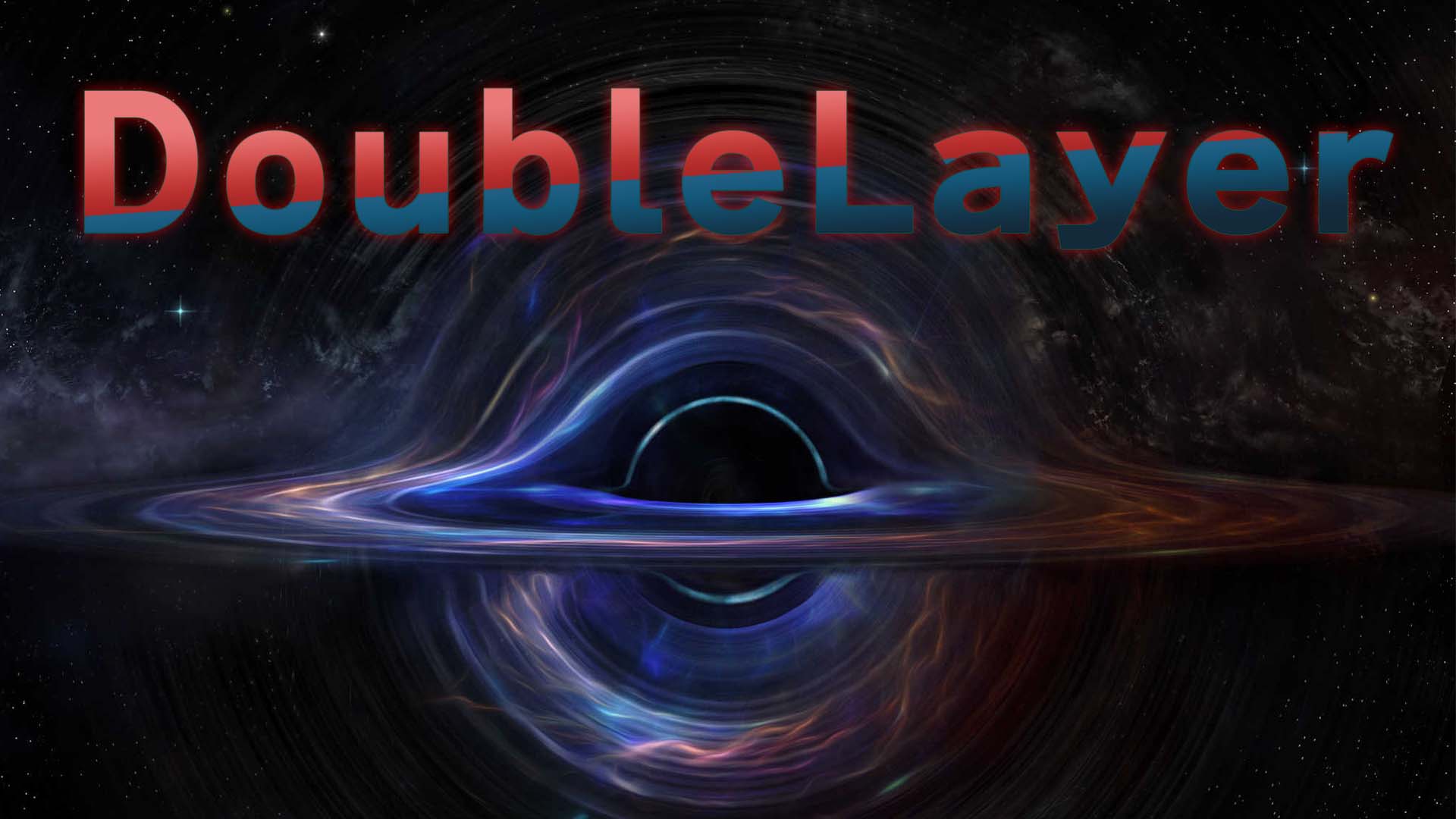 DoubleLayerのロゴと宇宙空間のキービジュアル